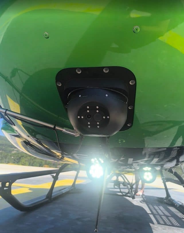 Camera installed under a helicopter belly